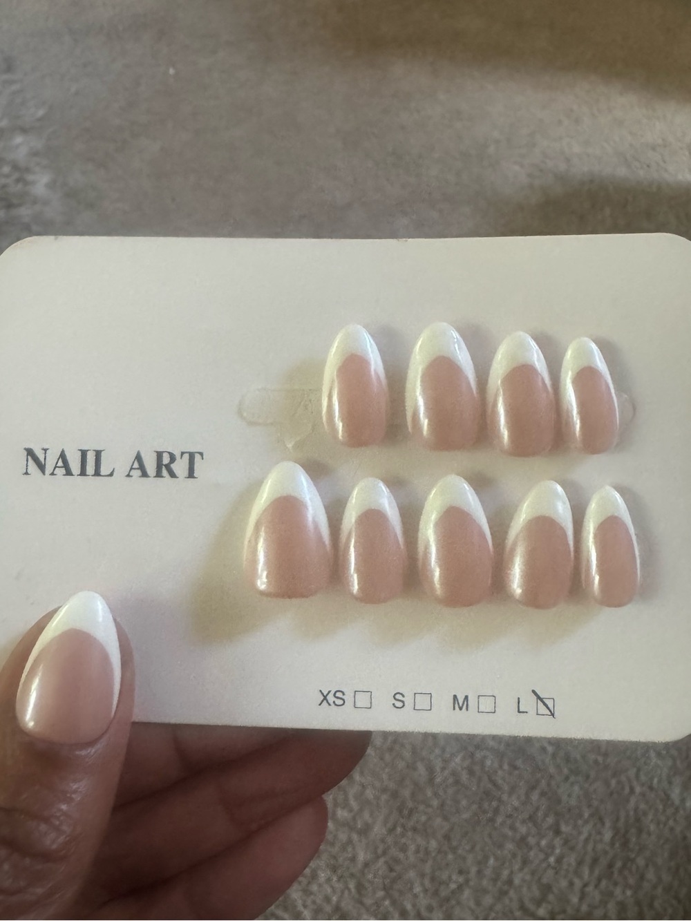 New French Tip Press-On Nails - Soft Pink and White (Short Almond)